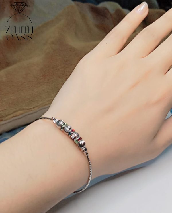 Multi-Stone Stainless Steel Bangle