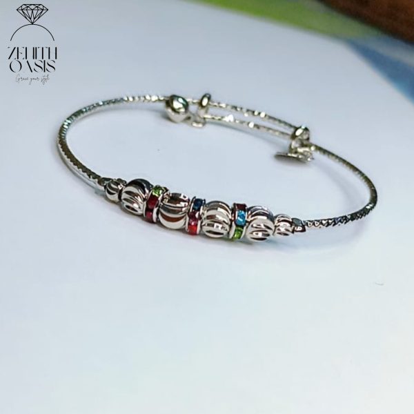Multi Stone Stainless Steel Bangle
