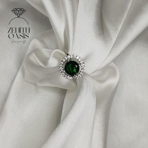 Diamond Green Zircon Adjustable Ring