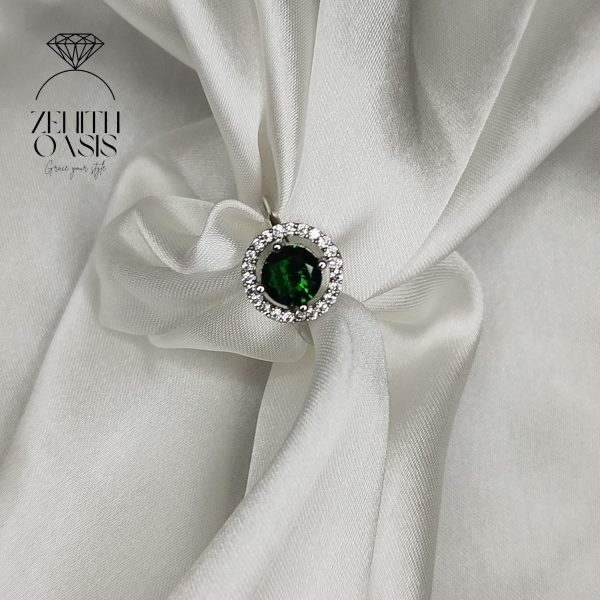 Diamond Green Zircon Adjustable Ring