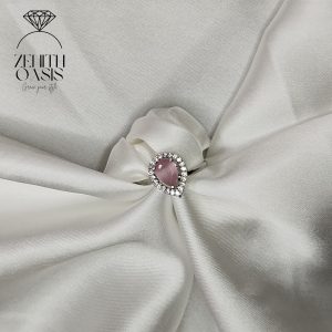 Diamond Tea Pink Zircon Adjustable Ring