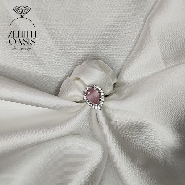 Diamond Tea Pink Zircon Adjustable Ring