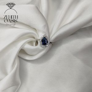 Diamond Dark Blue Zircon Adjustable Ring