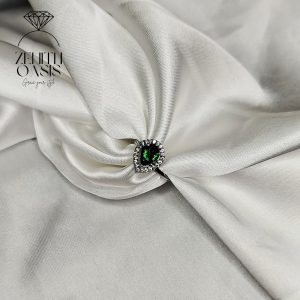 Diamond Dark Green Zircon Adjustable Ring
