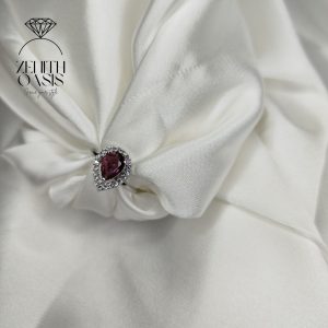 Diamond Maroon Zircon Adjustable Ring